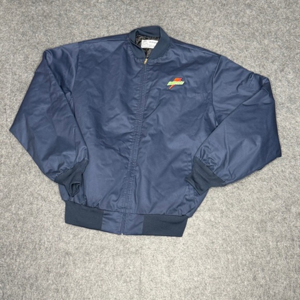 Aramark Gatorade Bomber Jacket Mens Large Navy Blue Quilted Lined‎ Full Zip Work